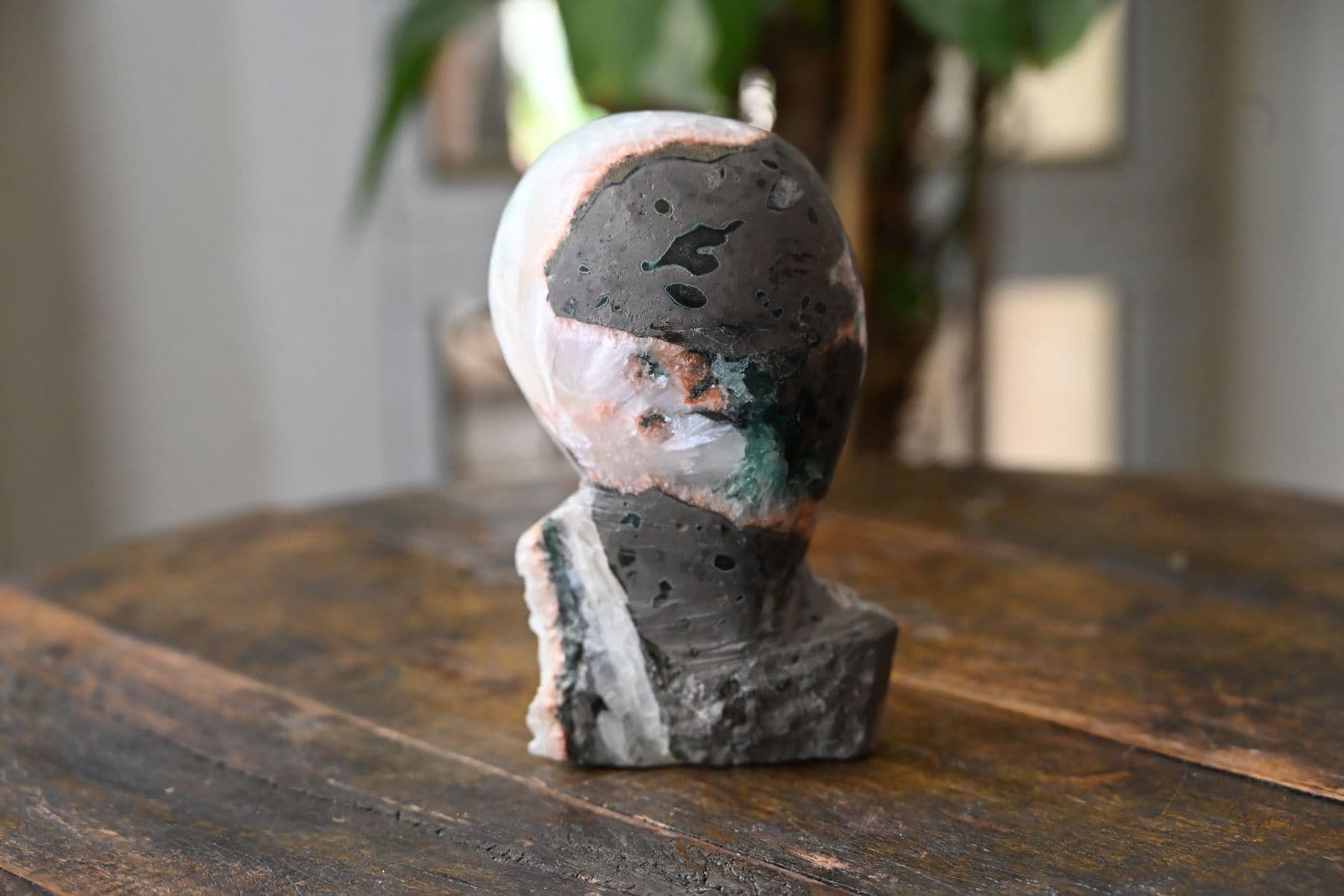 Alien Head Sculpture Carved from Deccan Basalt Matrix — view 3