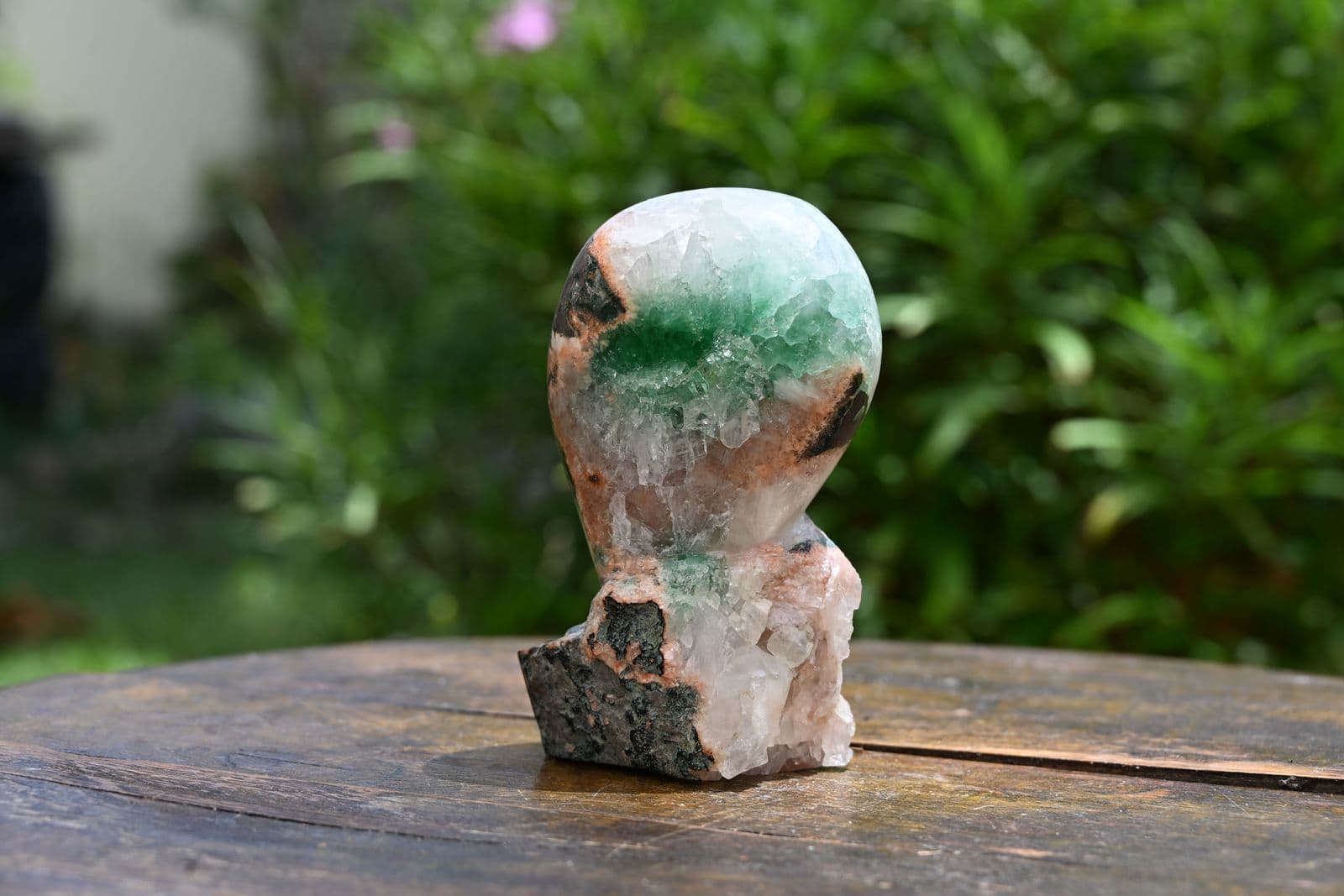 Alien Head Sculpture Carved from Deccan Basalt Matrix — view 2