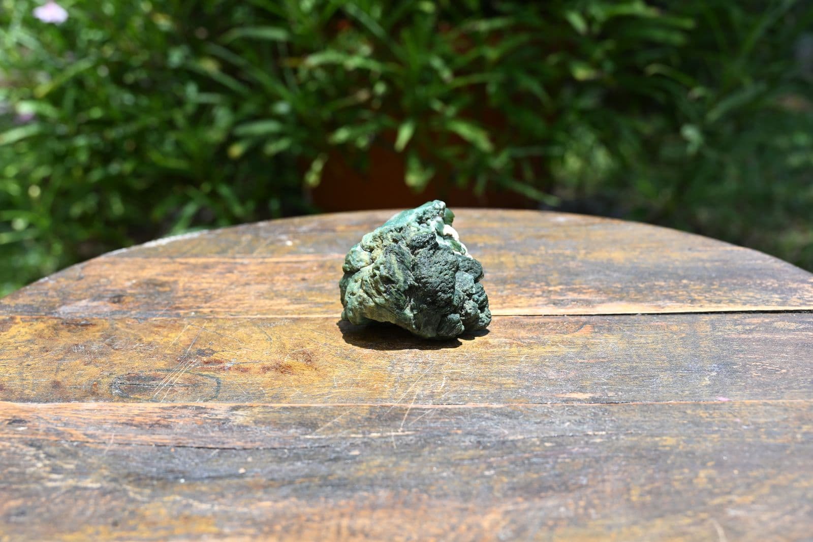Celadonite-Coated Basalt with Stilbite Rosette — view 2