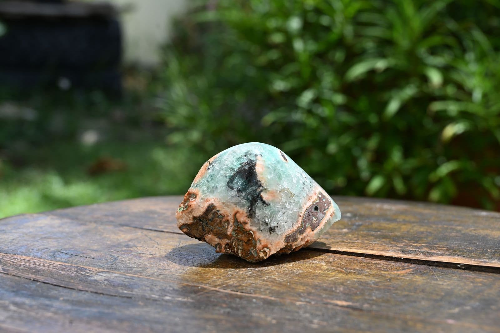 Celadonite-Tinted Chalcedony Nodule on Basalt