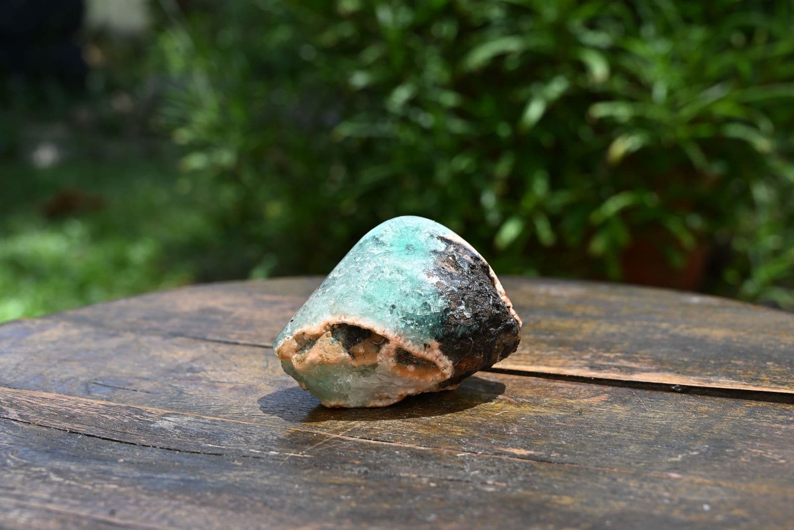 Celadonite-Tinted Chalcedony Nodule on Basalt — view 6