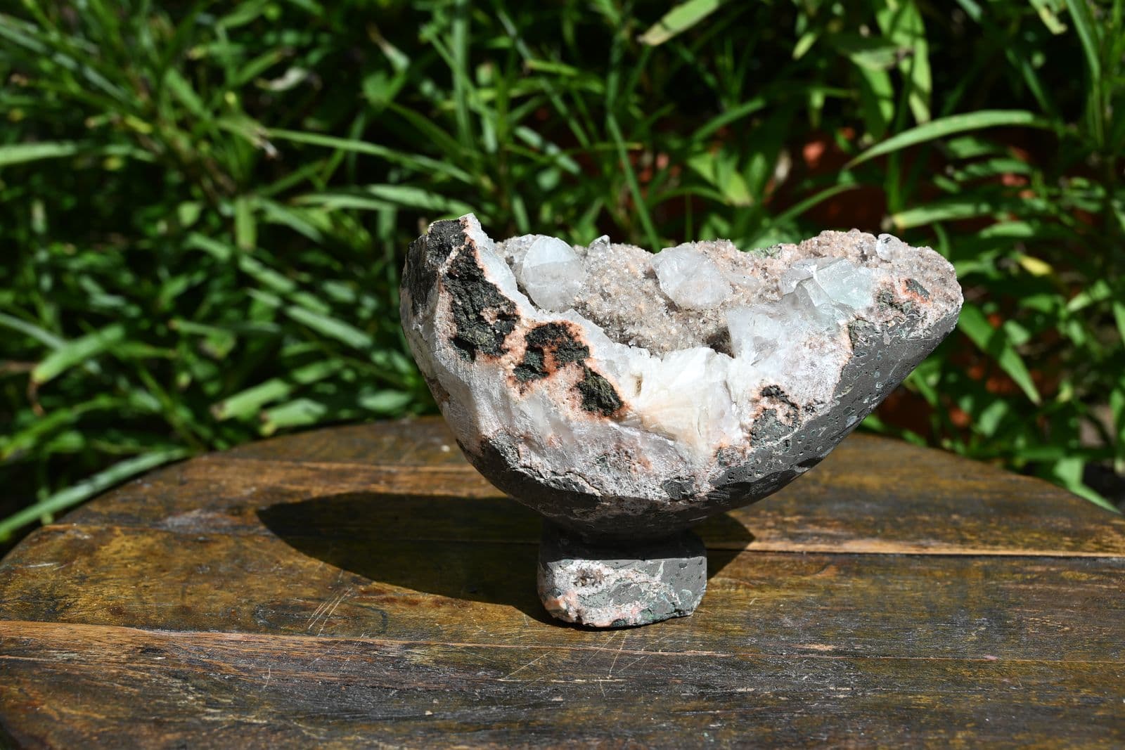 Apophyllite Geode Chalice on Carved Basalt Foot — view 4