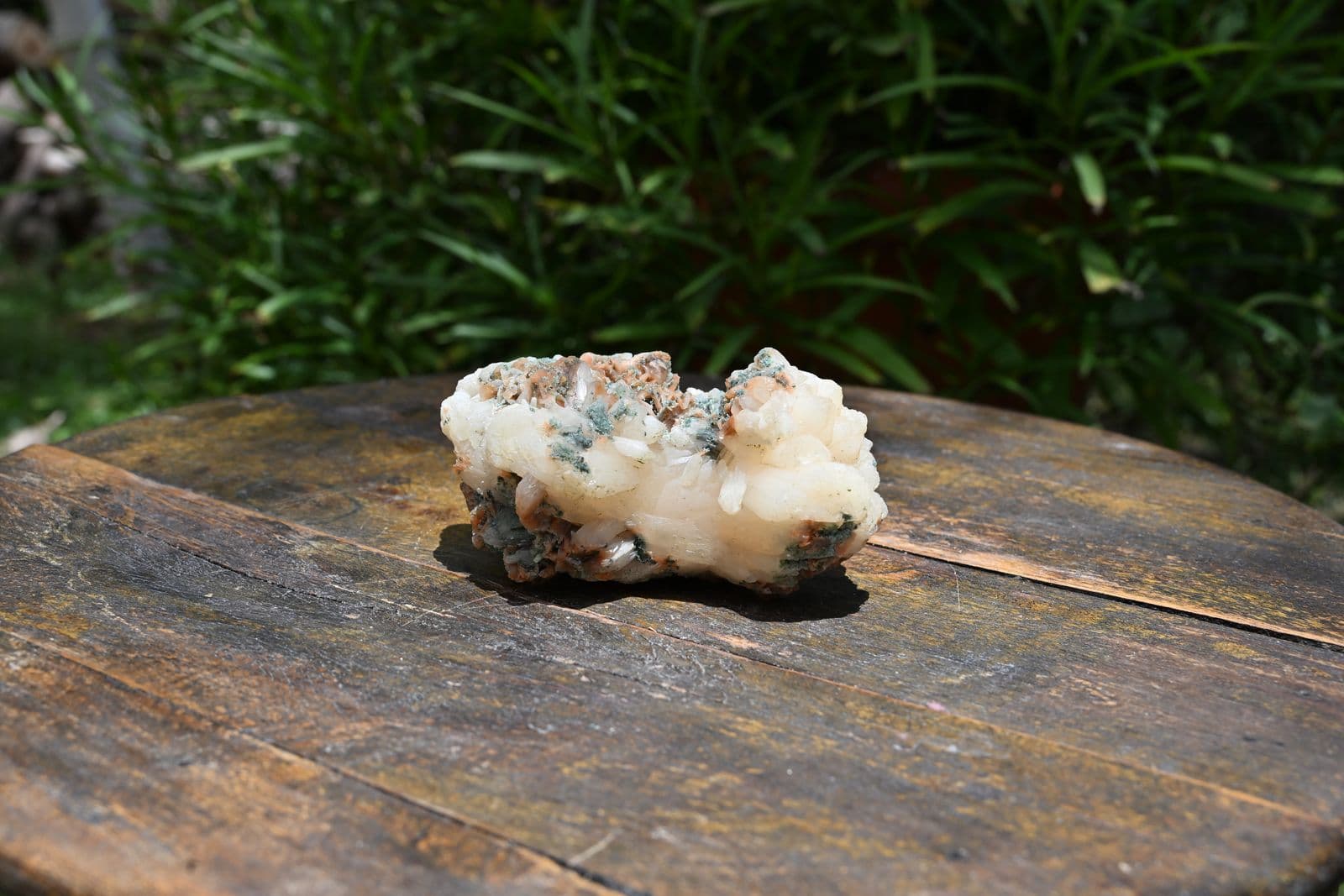Peach Stilbite Fan Cluster with Celadonite — view 2