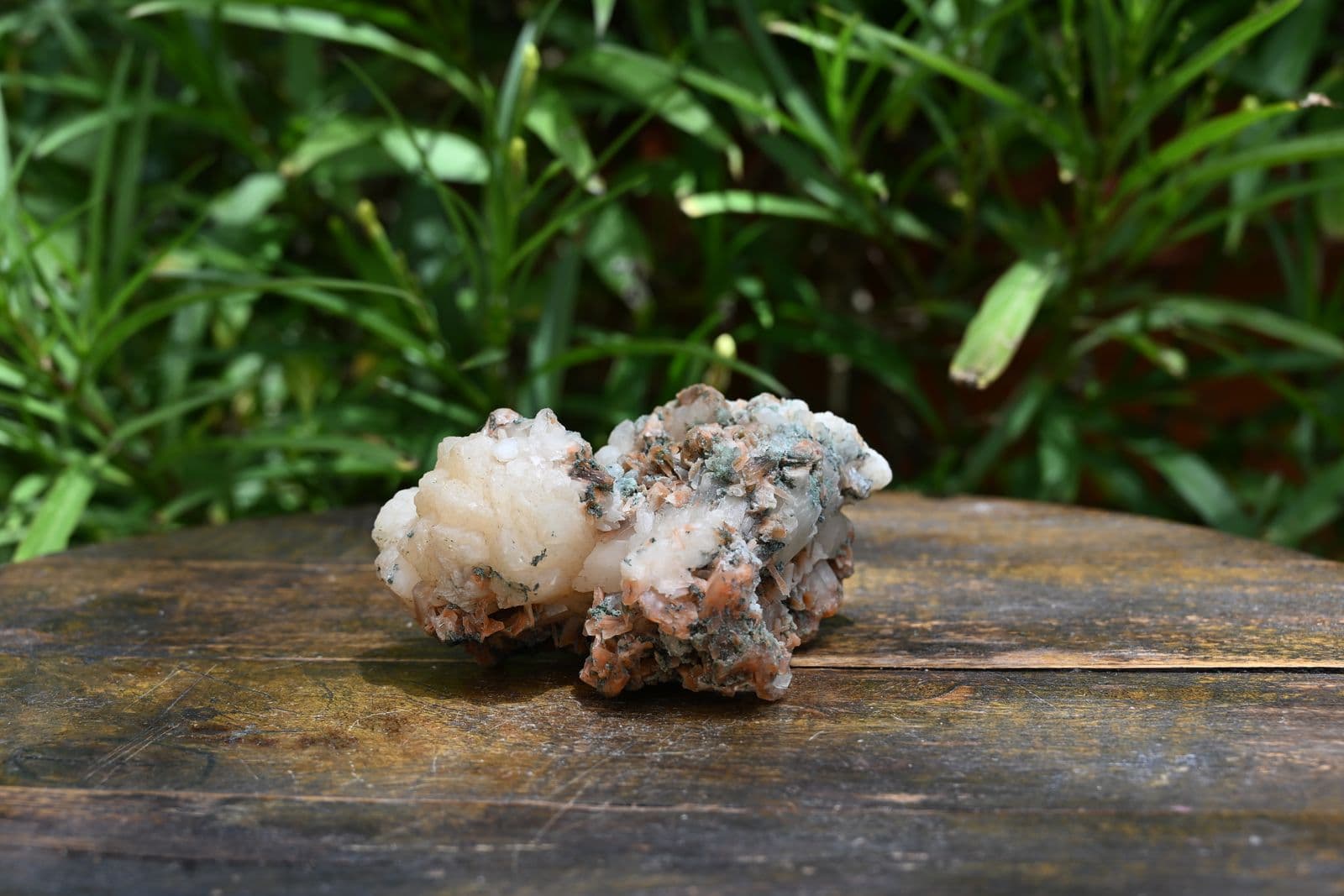 Peach Stilbite Fan Cluster with Celadonite — view 3