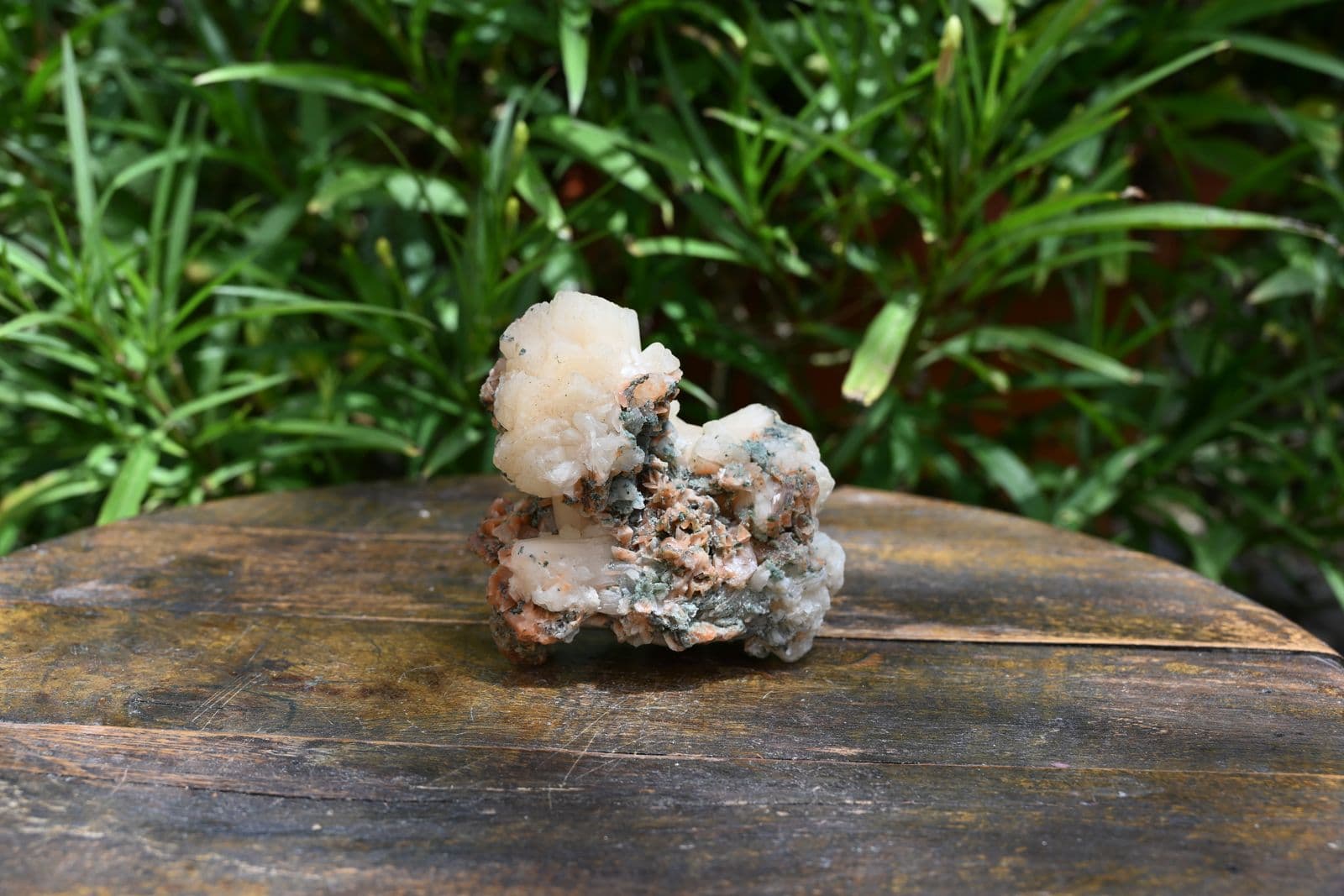 Peach Stilbite Fan Cluster with Celadonite — view 4