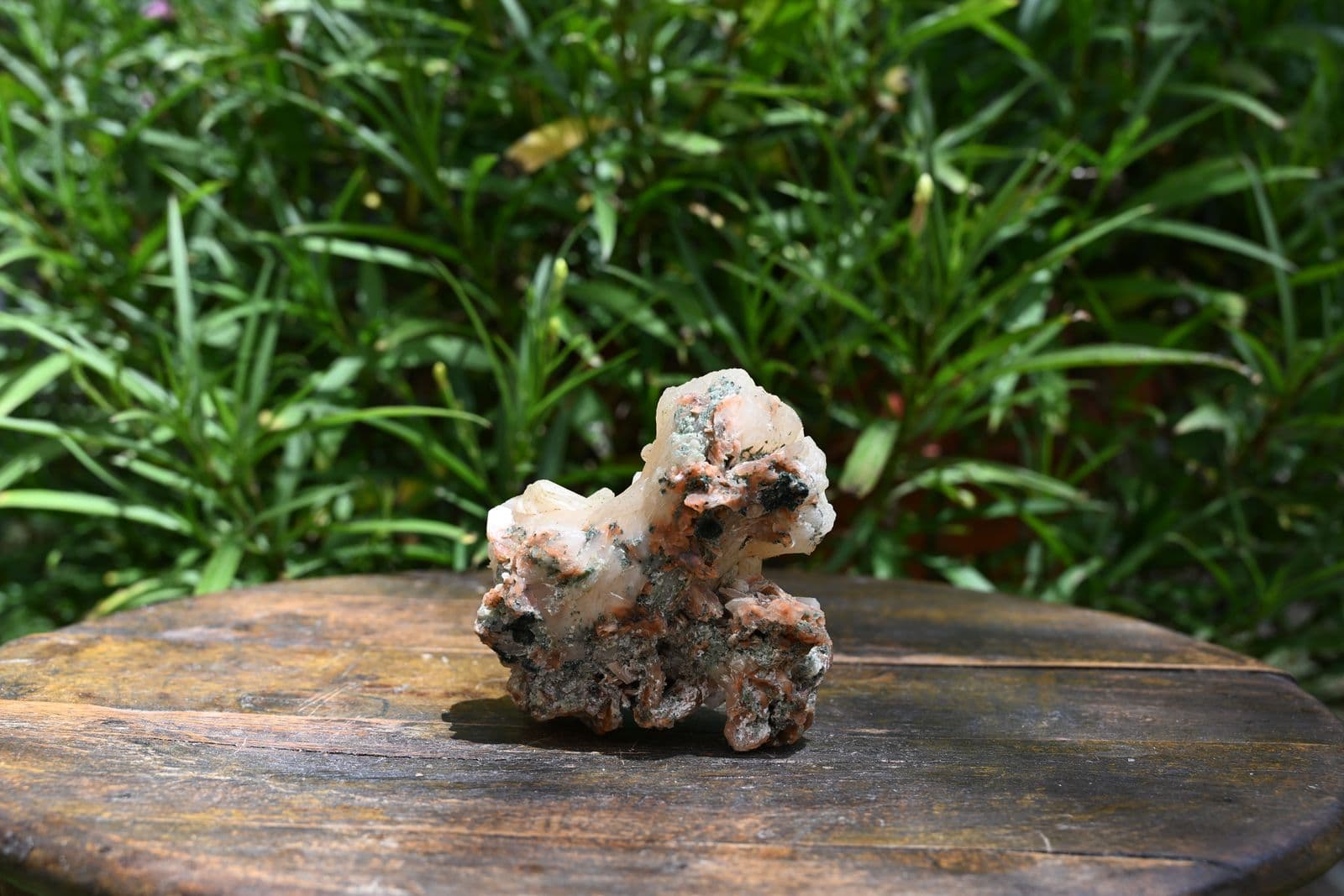 Peach Stilbite Fan Cluster with Celadonite — view 6
