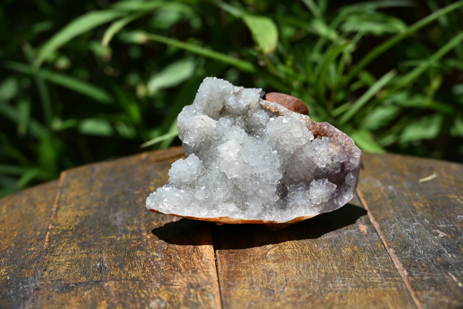 Druzy Quartz Geode Half with Amethystine Pocket — view 3