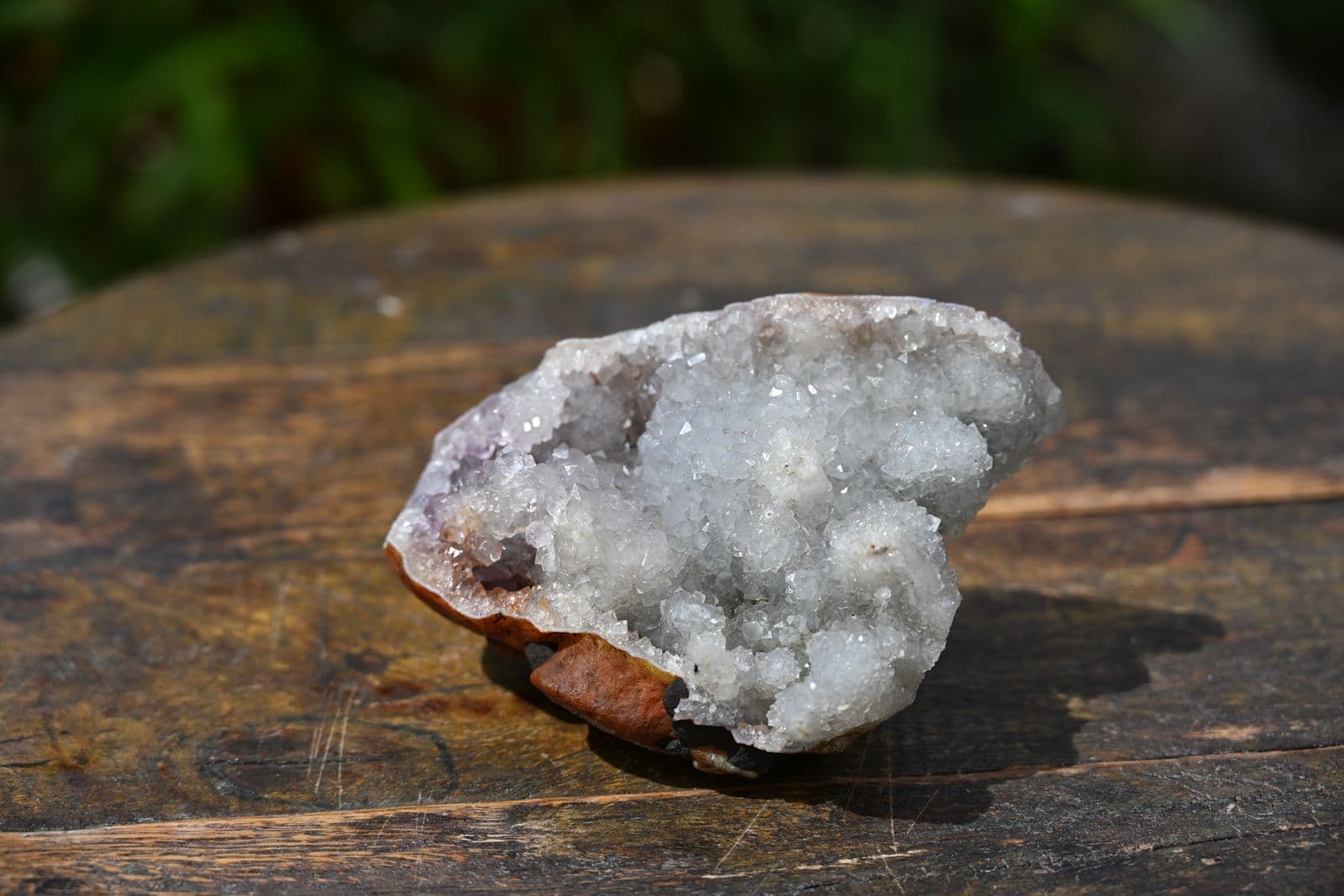 Druzy Quartz Geode Half with Amethystine Pocket