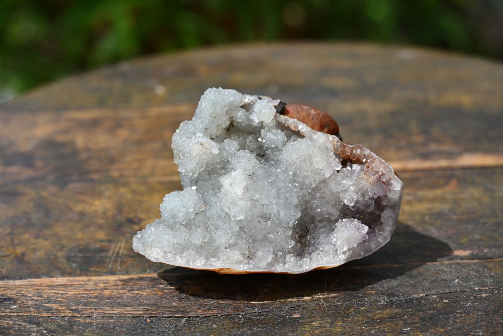 Druzy Quartz Geode Half with Amethystine Pocket — view 9