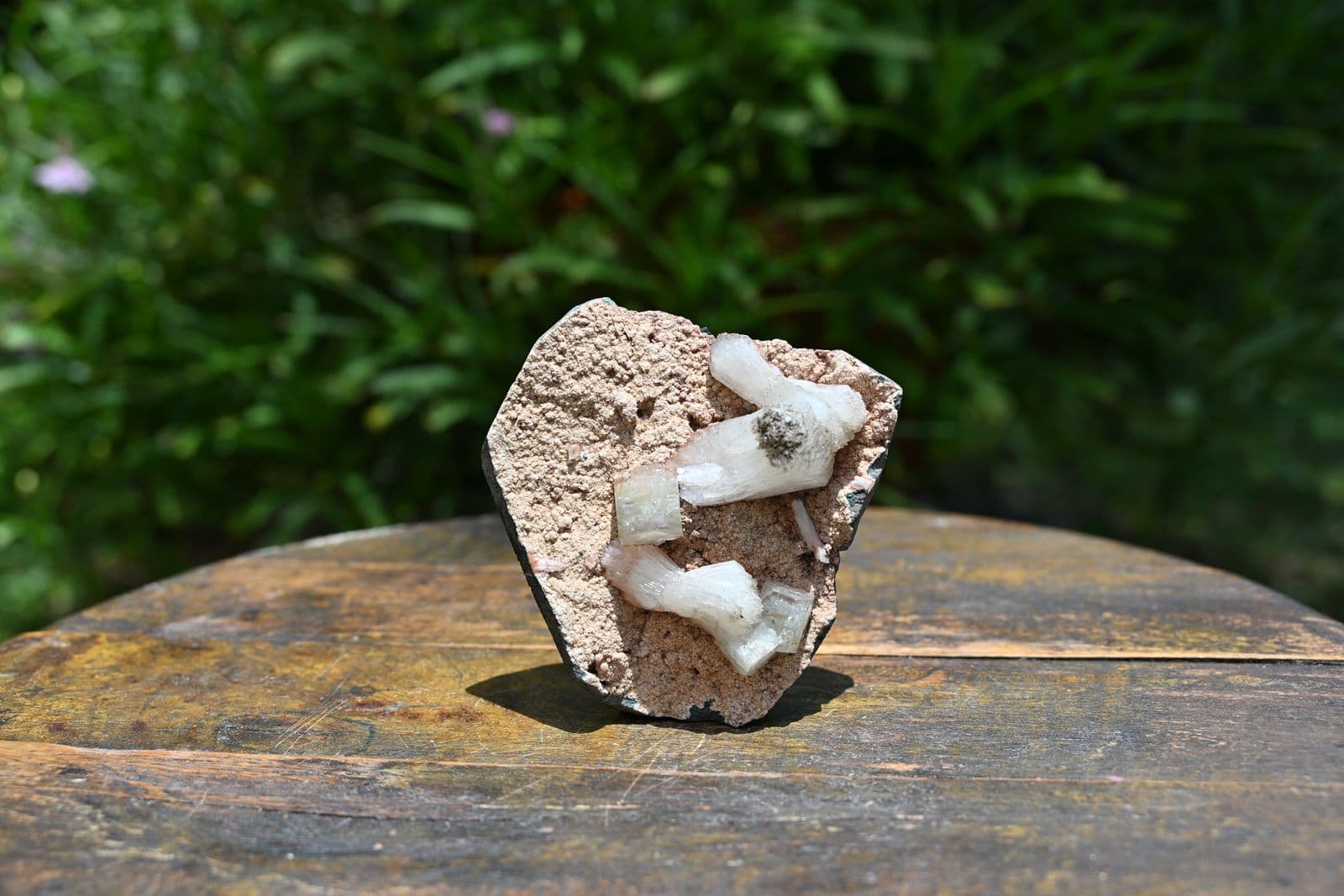 Apophyllite Crystals on Celadonite Basalt Matrix
