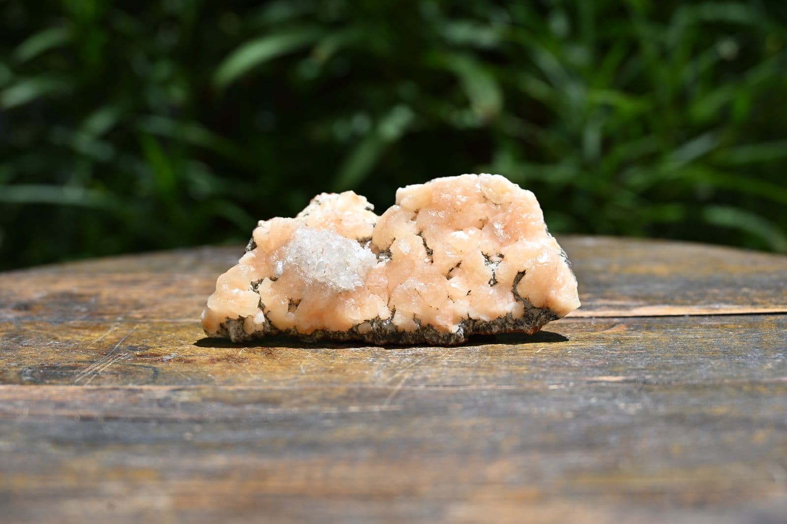 Peach Stilbite Slab with Druzy Quartz — view 3