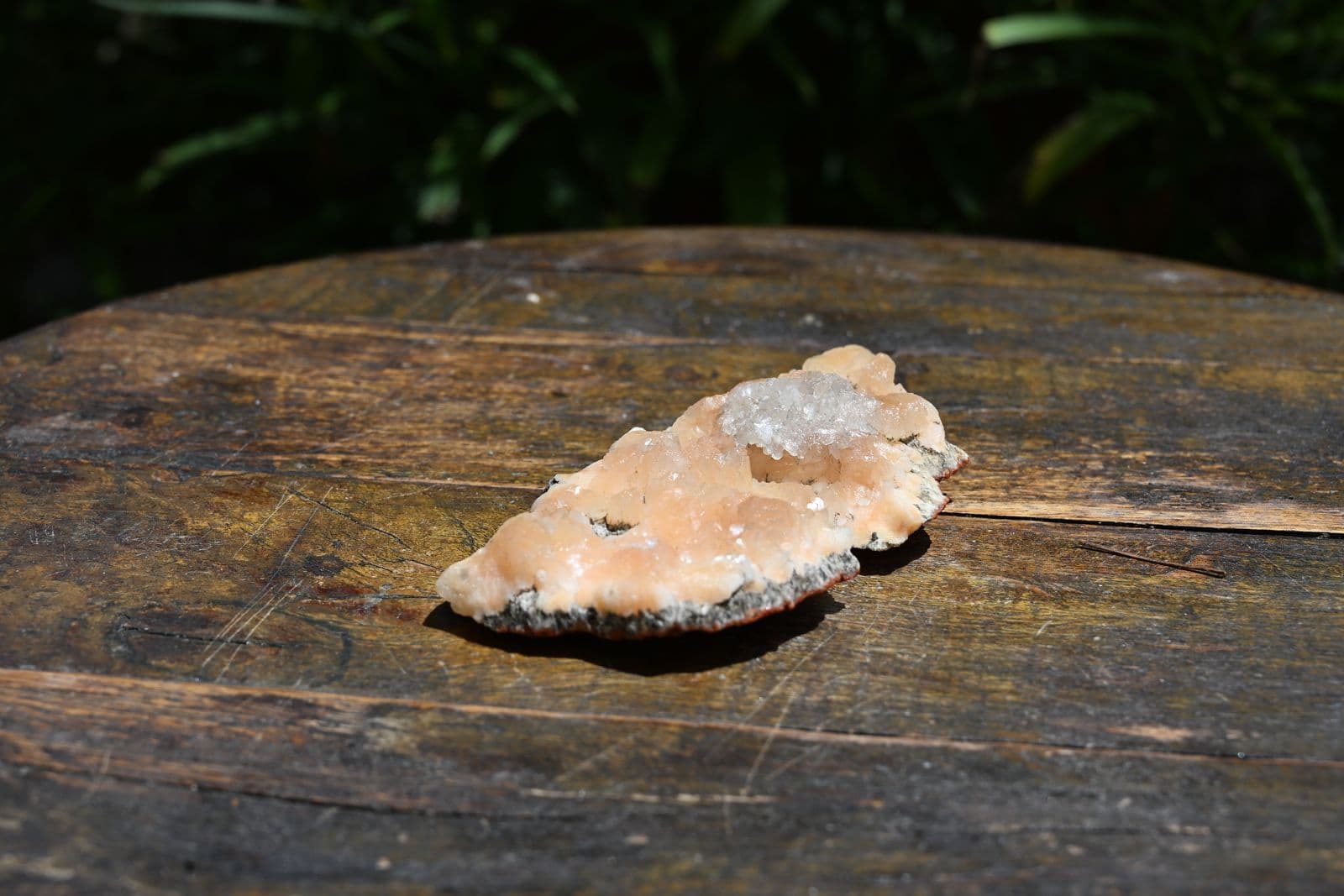 Peach Stilbite Slab with Druzy Quartz — view 6