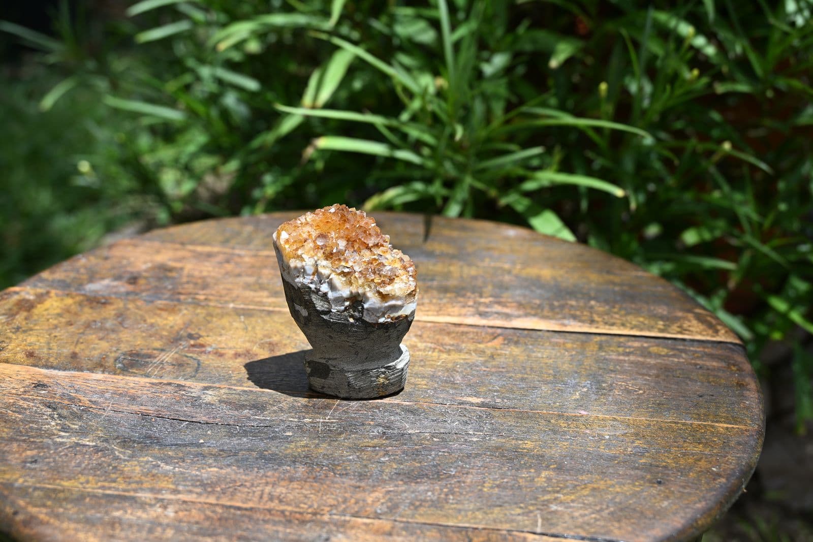 Golden Druzy Quartz on Basalt Pedestal — view 3