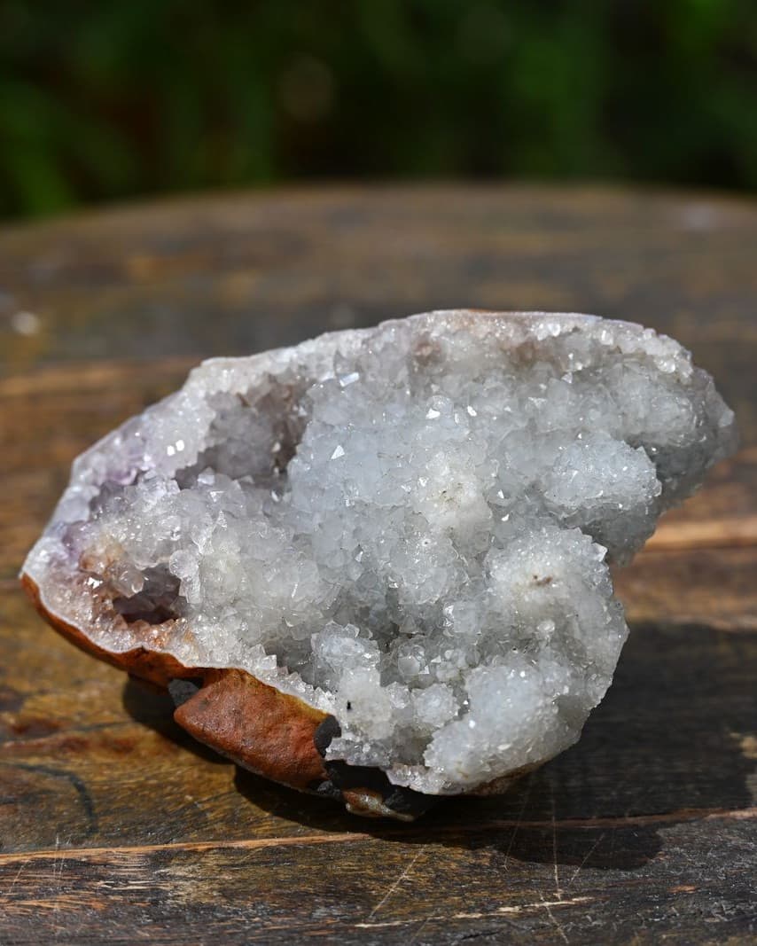 Druzy Quartz Geode Half with Amethystine Pocket