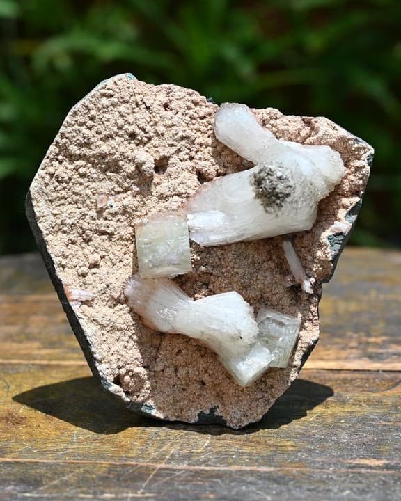 Apophyllite Crystals on Celadonite Basalt Matrix