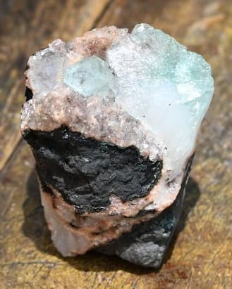 Green Apophyllite on Basalt with Stilbite